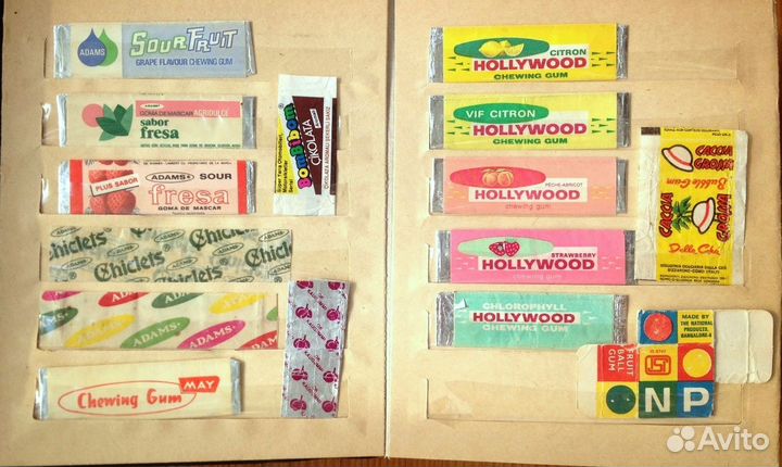 Альбом, этикетки от жев. резинок, 175+ шт, 1970-80