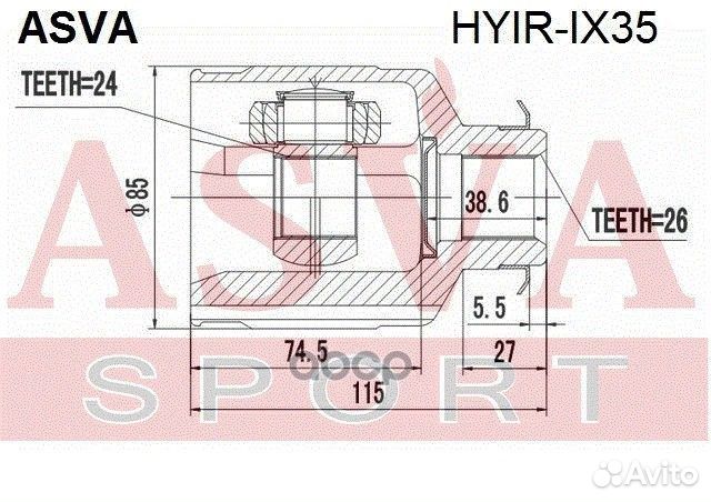 Шрус внутренний hyir-IX35 asva