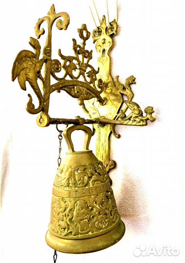 Колокол придверный антикварный бронза Франция 19 в