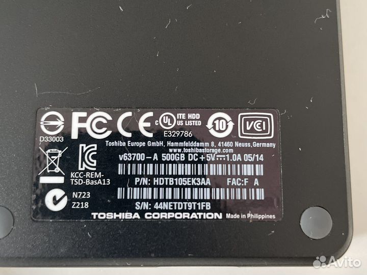 Переносной жёсткий диск toshiba 500гб 500gb