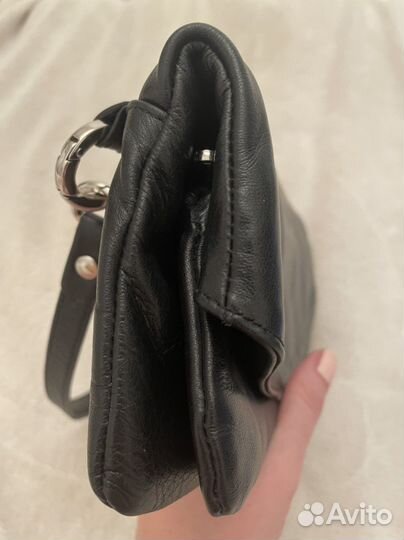 Сумочка кожаная чёрная из Италии