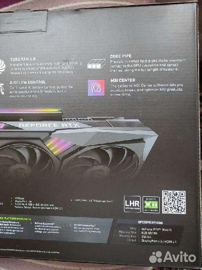 Видеокарта msi rtx 3060 ti gaming z trio LHR, торг