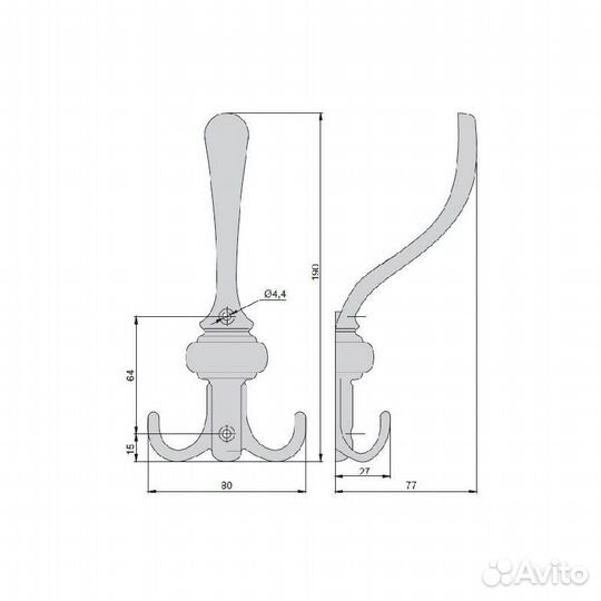 Крючки мебельные античное серебро