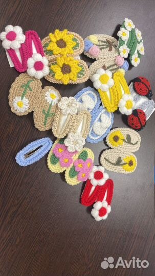 Заколка для волос вязаная ручная работа