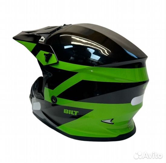 Шлем кроссовый детский Bilt Evo черный зеленый XL