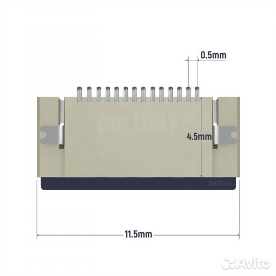 Коннектор для FFC FPC шлейфа 14-pin шаг 0.5mm ZIF