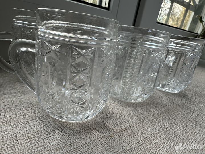 Бокалы, кружки хрусталь винтаж 6 шт
