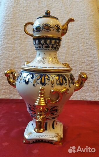 Самовар с чайником декоративный Гжель