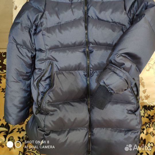 Пуховик темно-синий девочке