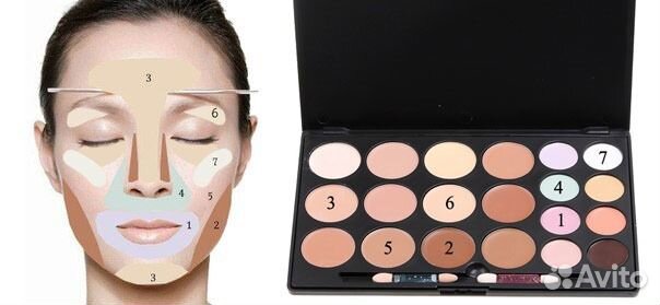 Корректоры и консилеры - палетка на 20 оттенков