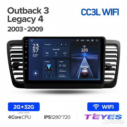 Магнитола Teyes CC3L Wi-Fi 2/32 Subaru Outback 3 0