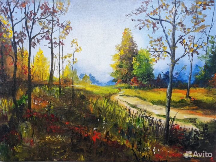 Картина маслом на холсте « солнечная осень«