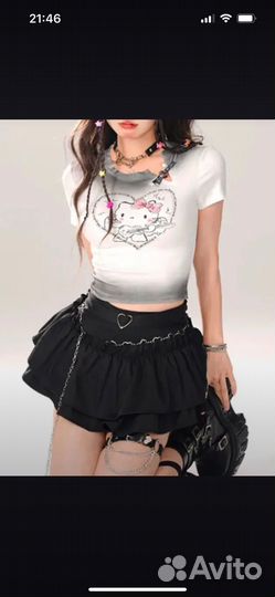 Комплект топ с хеллоу китти и юбка