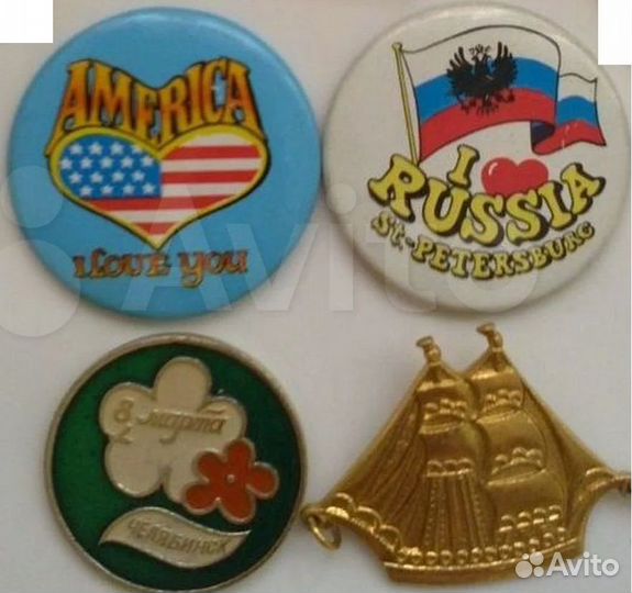 Значки разные (в т.ч. СССР, США)