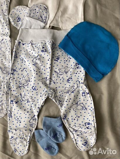 Слипы боди костюмы шапочки царапки носочки