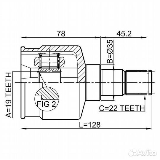 Шрус внутренний 19X35X22 chevrolet kalo
