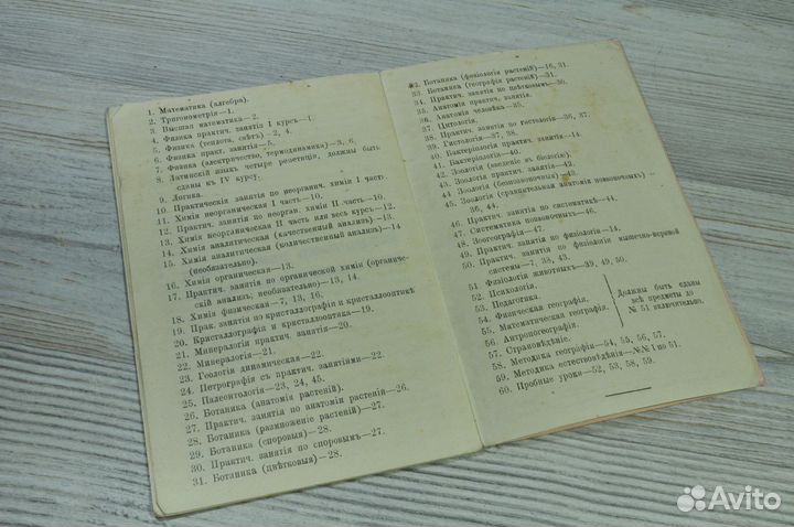 Дореволюционная женская зачетная книжка Матрикул