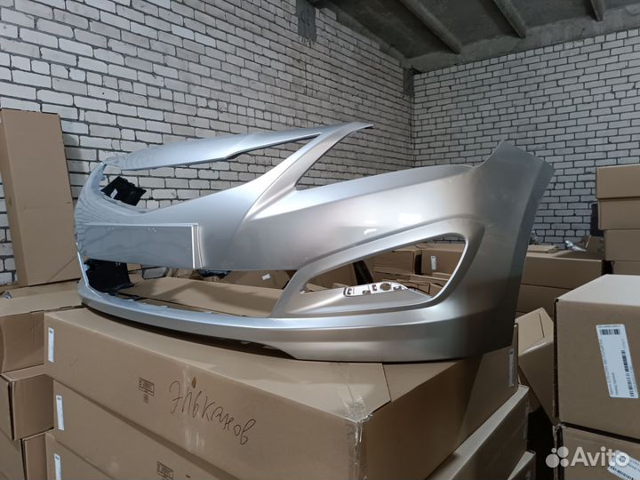 Бампер передний hyundai solaris цвет серебристый