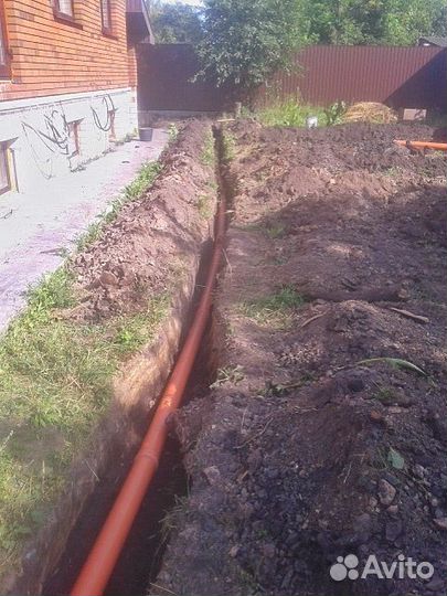 Установка наружной канализации, септиков, дренажей