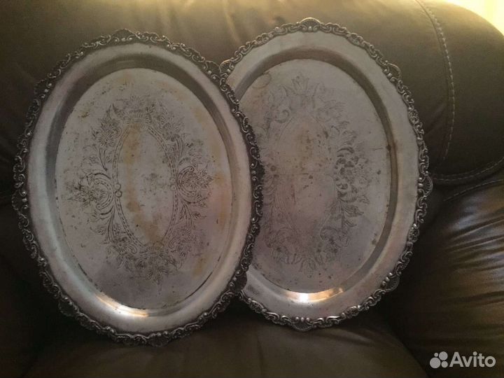 Старинный поднос латунь