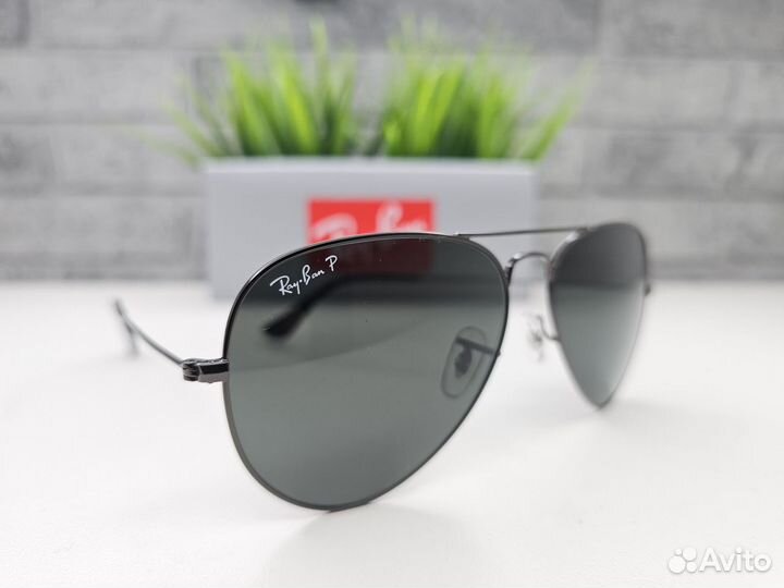 Очки Ray Ban Aviator 002/58 Polarized Черные