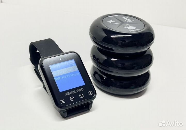 Влагозащищенные кнпока вызова и часы официанта