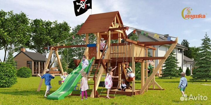 Детские площадки домики горка качели