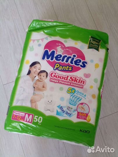 Подгузники трусики merries m 50 шт новая упаковка