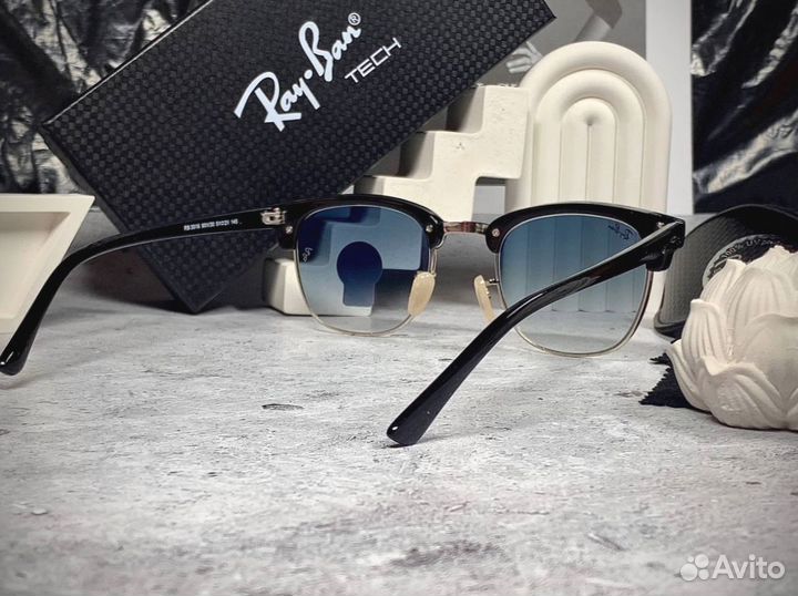 Очки Ray Ban Клабмастер серебристые