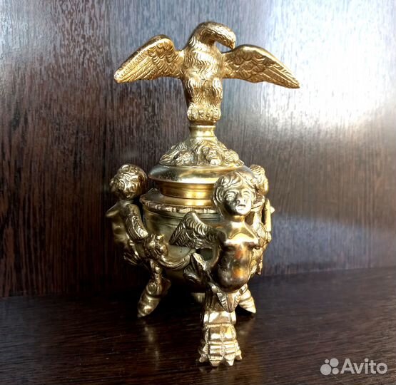 Старинная Бронзовая Чернильница, Франция