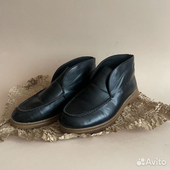 Лоферы высокие loro piana кожаные