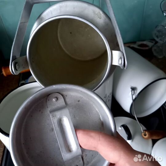 Бидон блюдо эмалированный алюминиевый СССР