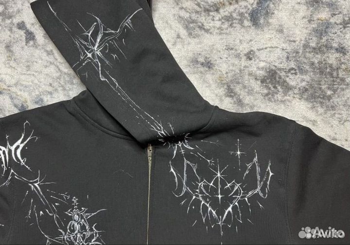 Custom Balenciaga tab logo cropped boxy zip hoodie