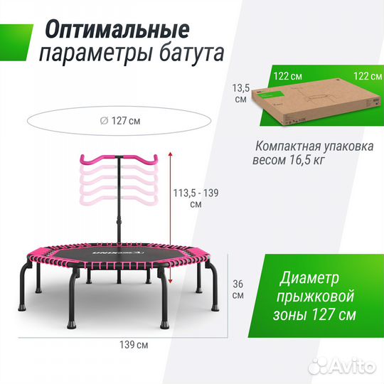 Батут unix Line fitness Premium (127 см) Pink