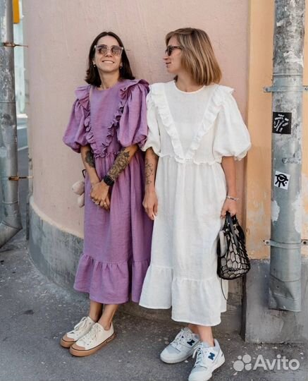 Платье объемное льняное (2 цвета)