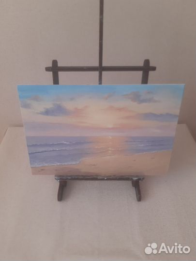 Картина маслом нежный закат на море