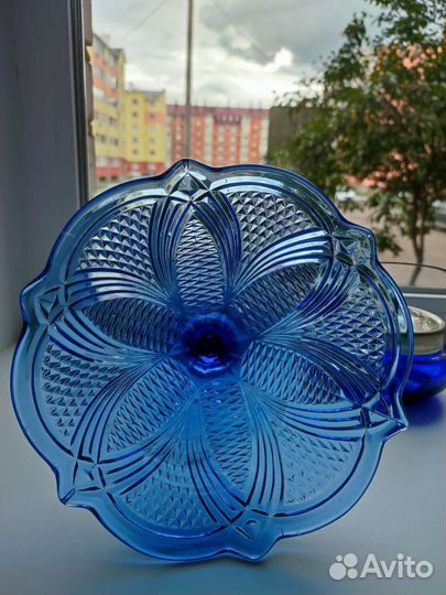 Посуда СССР цветное стекло(кобальт,голубое)