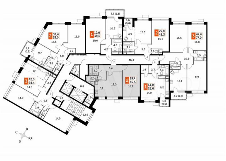 2-к. квартира, 45,5 м², 8/12 эт.