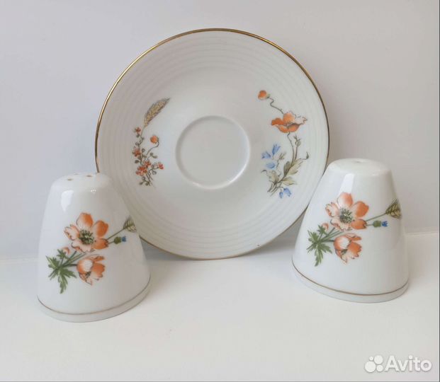 Винтажный фарфоровый сервиз Кольдиц, 3 предмета
