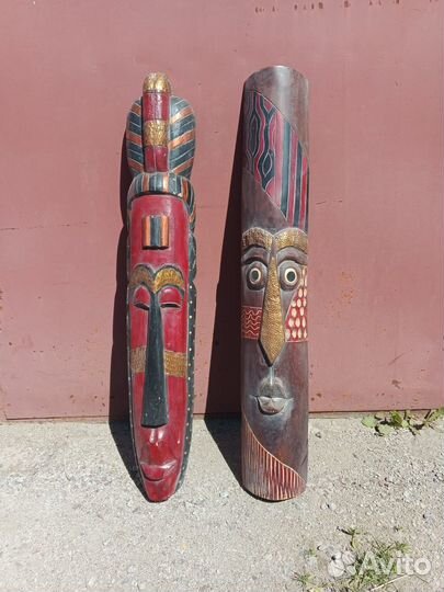 Панно на стену, африканская маска из дерева