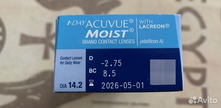 Линзы контактные Новые Acuvue Moist, -2.75