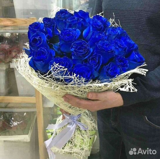 Синие розы 21 роза