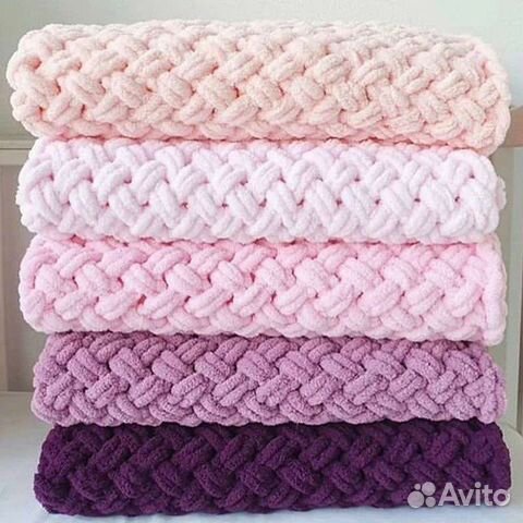 Детский плед из плюшевой пряжи