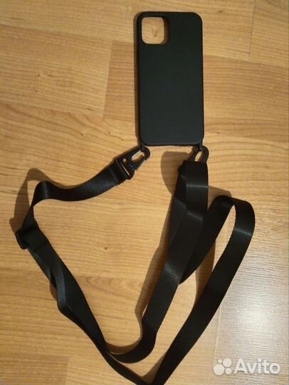 Чехол на iPhone 12 pro max черный со шнурком