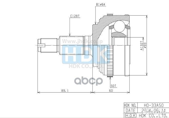 Шрус HO-033A5032**64**28 CR-V 97-00 Inspire UA1 2