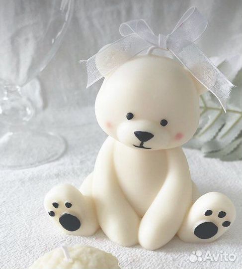 Подарок 8 марта Свеча Мишка Тедди