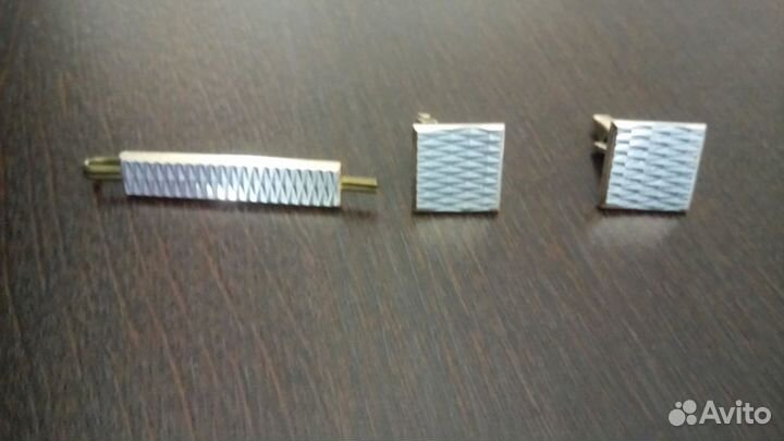Комплект запонки, зажим для галстука