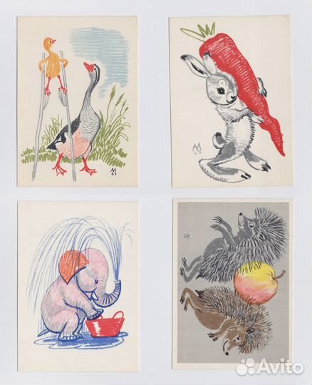 СССР набор Забавные зверушки 1964 Лаптев чистые 12