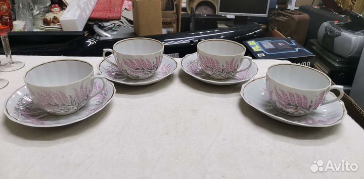 Чайные пары Костяной фарфор Вербилки СССР (Ч)