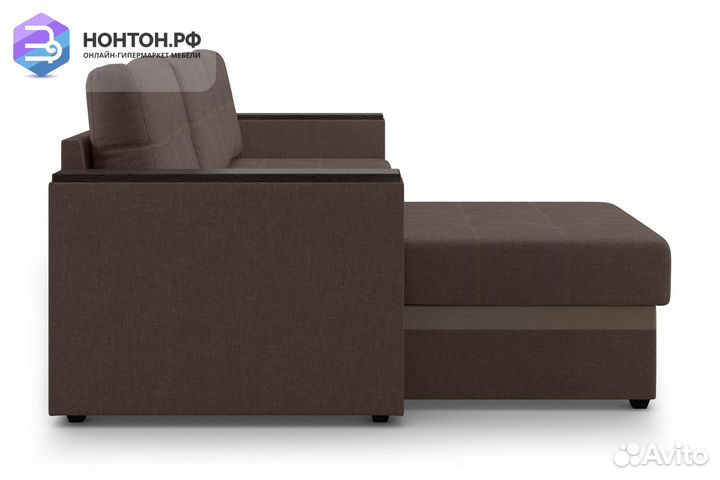 Угловой диван дельфин Атланта Лайт коричневый / ко